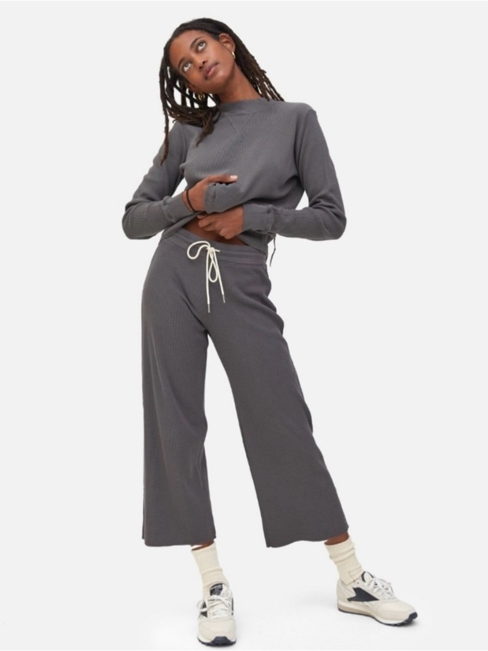 MATE the Label Ribbed Wide-Leg Track Pants in Black